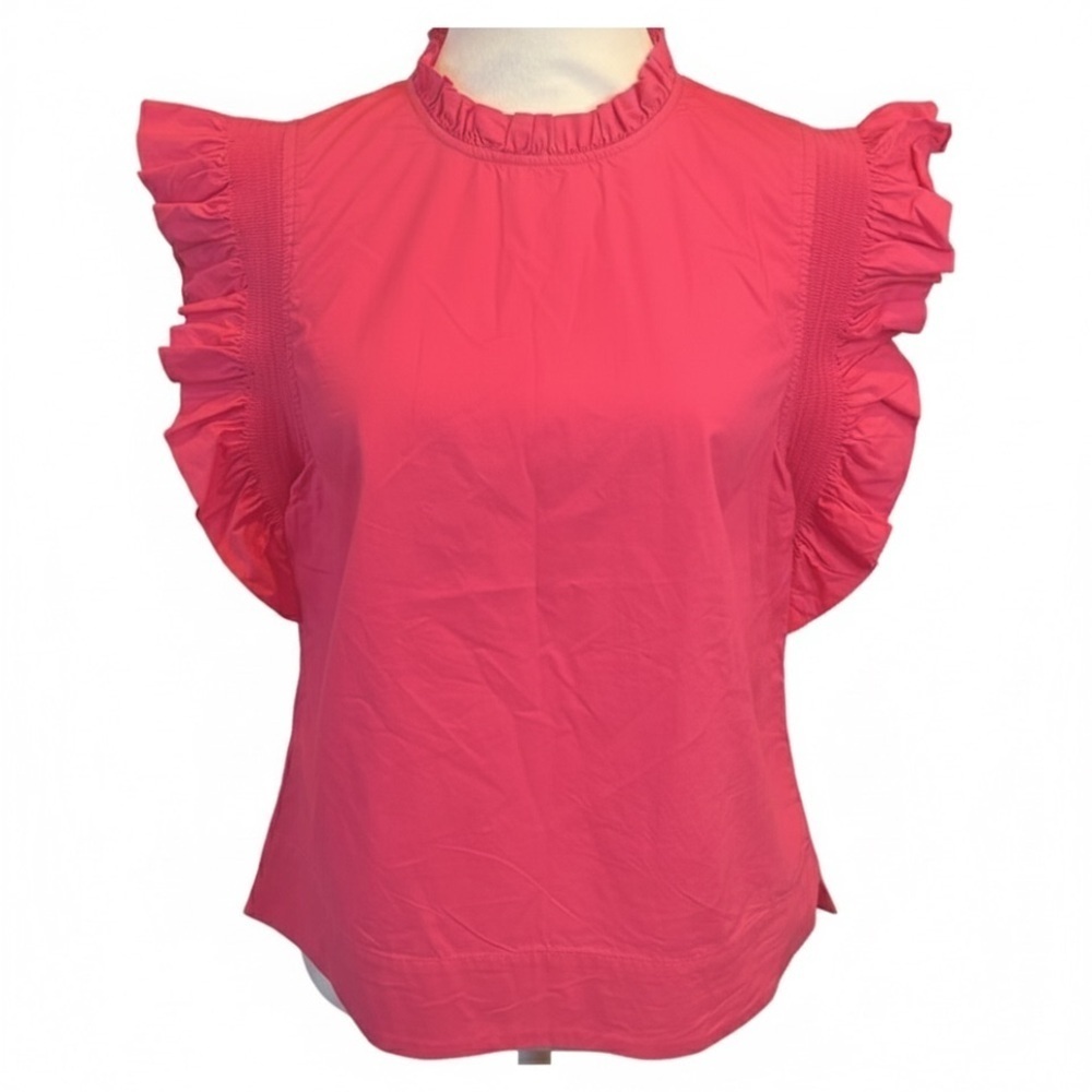 English Factory Pink Ruffled Sleeve Poplin Blouse, size M